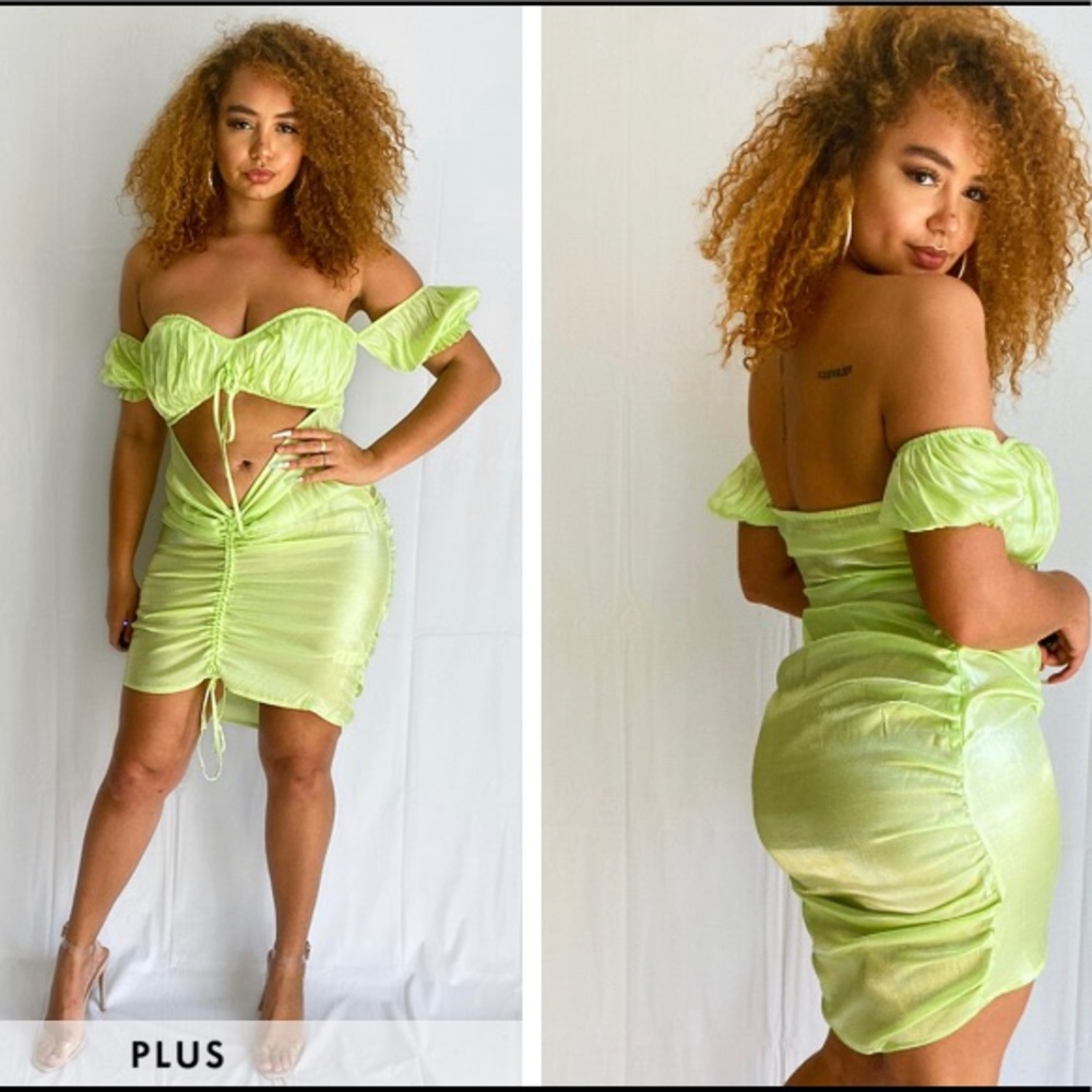 PrettyLittleThings Plus Lime Cut Out BodyCon Dress